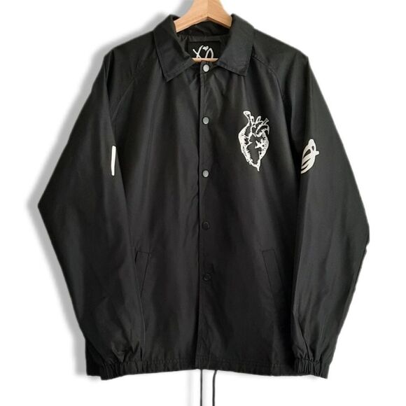 The Weeknd 2017 Tour XO Heart Logo Coach Windbreaker Jacket Shell B&W Sz S - Picture 6 of 16